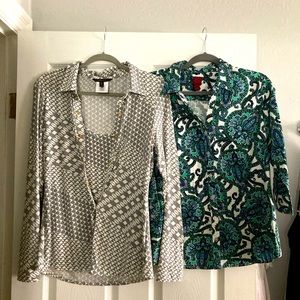 Two blouses one longsleeve one elbow length in size large